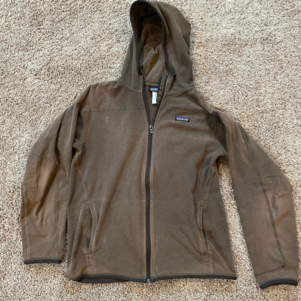 Patagonia Brown Hooded Fleece zip up Men’s Medium